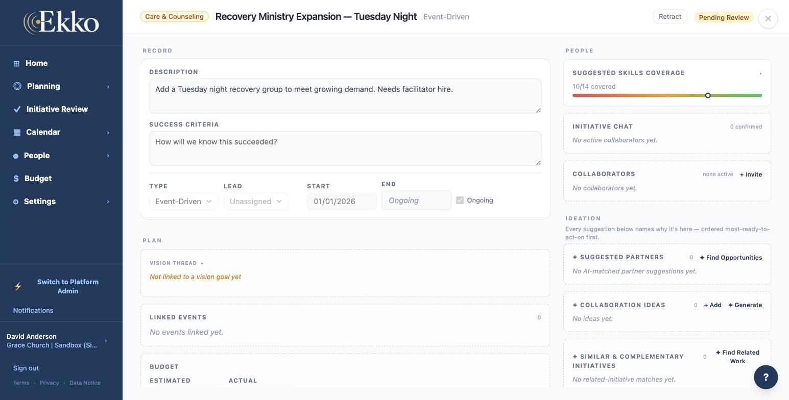 Ekko Initiative Workspace — full initiative record